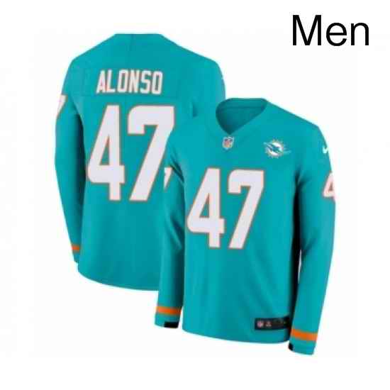 Mens Nike Miami Dolphins 47 Kiko Alonso Limited Aqua Therma Long Sleeve NFL Jersey